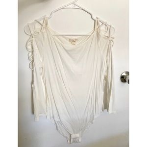 Lattice Sleeve White Bodysuit